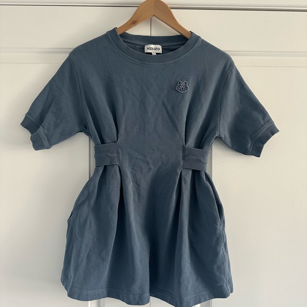 Kenzo Gray Blue Casual Dress Shirt - Tiger Patch- Sweatshirt - XS